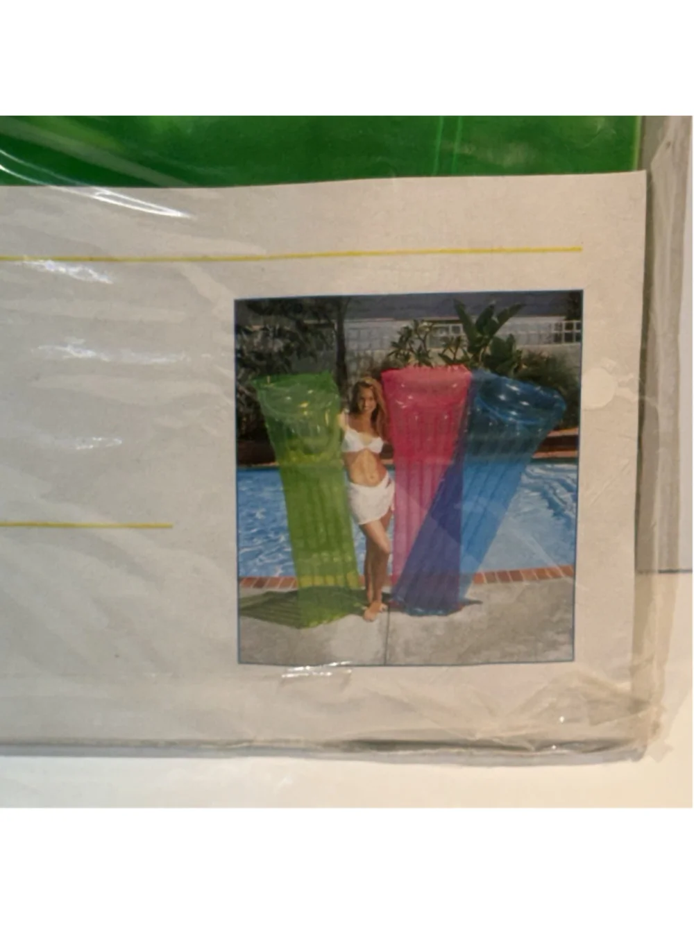 Sand N Sun NOS Vtg 1990 Pool Air Mat Float With Air Pillow 6ft L x 27in W Green